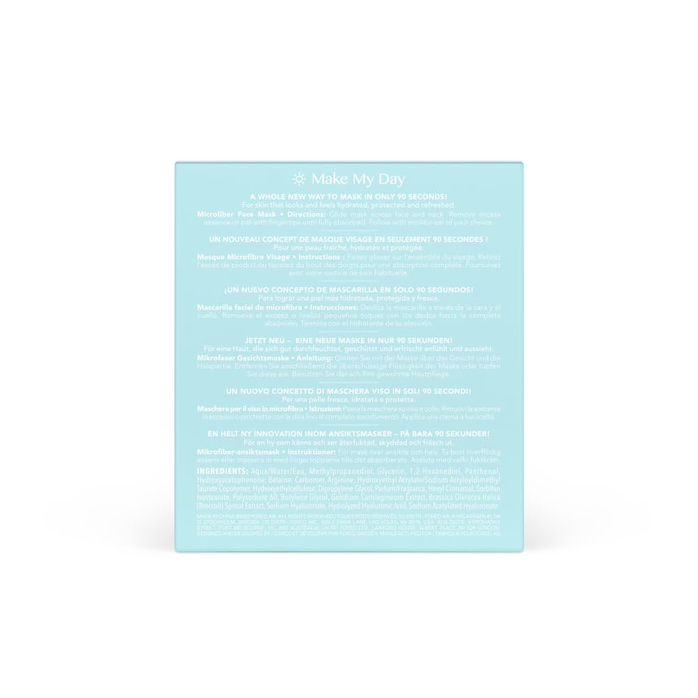 FOREO Make My Day UFO Activated Facial Mask for Dry Dehydrated Skin, 7 pack, Moisturizing & Anti-pollution, Hyaluronic Acid & Red Algae, Clean Formula, Cruelty-free, Compatible with all UFO devices