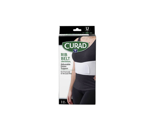 CURAD 6 in Universal Elastic Rib Belt, Adjustable Compression Wrap for Men and Women, Breathable Support for Broken, Bruised or Injured Ribs, Comfortable Fit for Everyday Wear, Fits 28" - 50" Around Ribs, Unisex, 1 Count