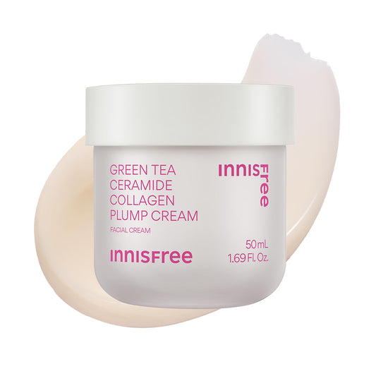 innisfree Green Tea Ceramide Collagen Plump Cream, Korean Face Moisturizer for a Youthful Glow