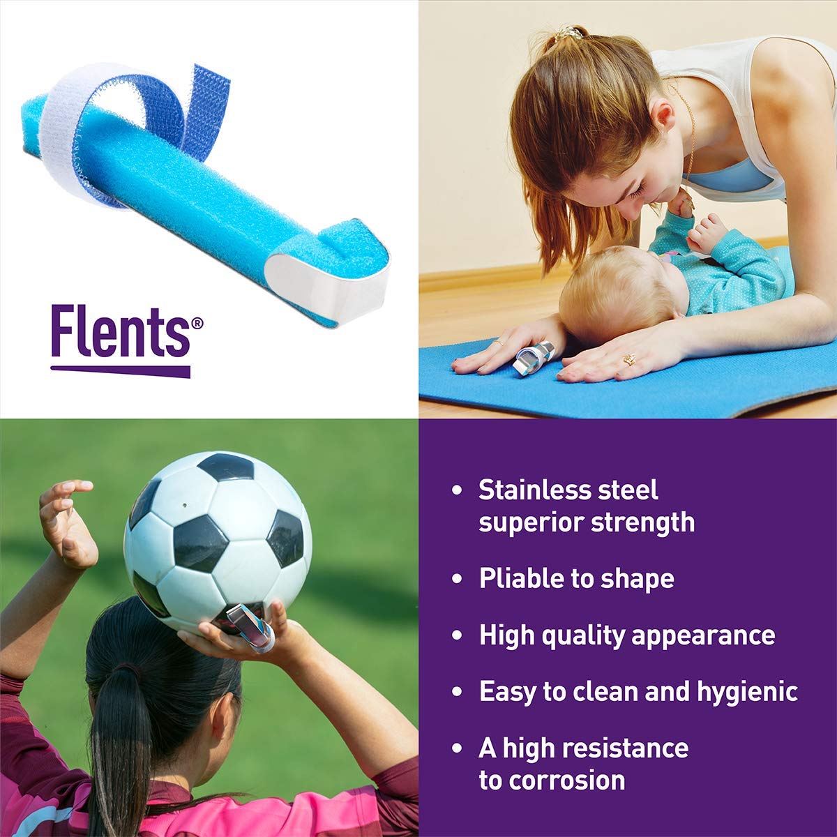 Flents Universal Finger Splint Flexible Design Helps Support & Protect Injured Finger